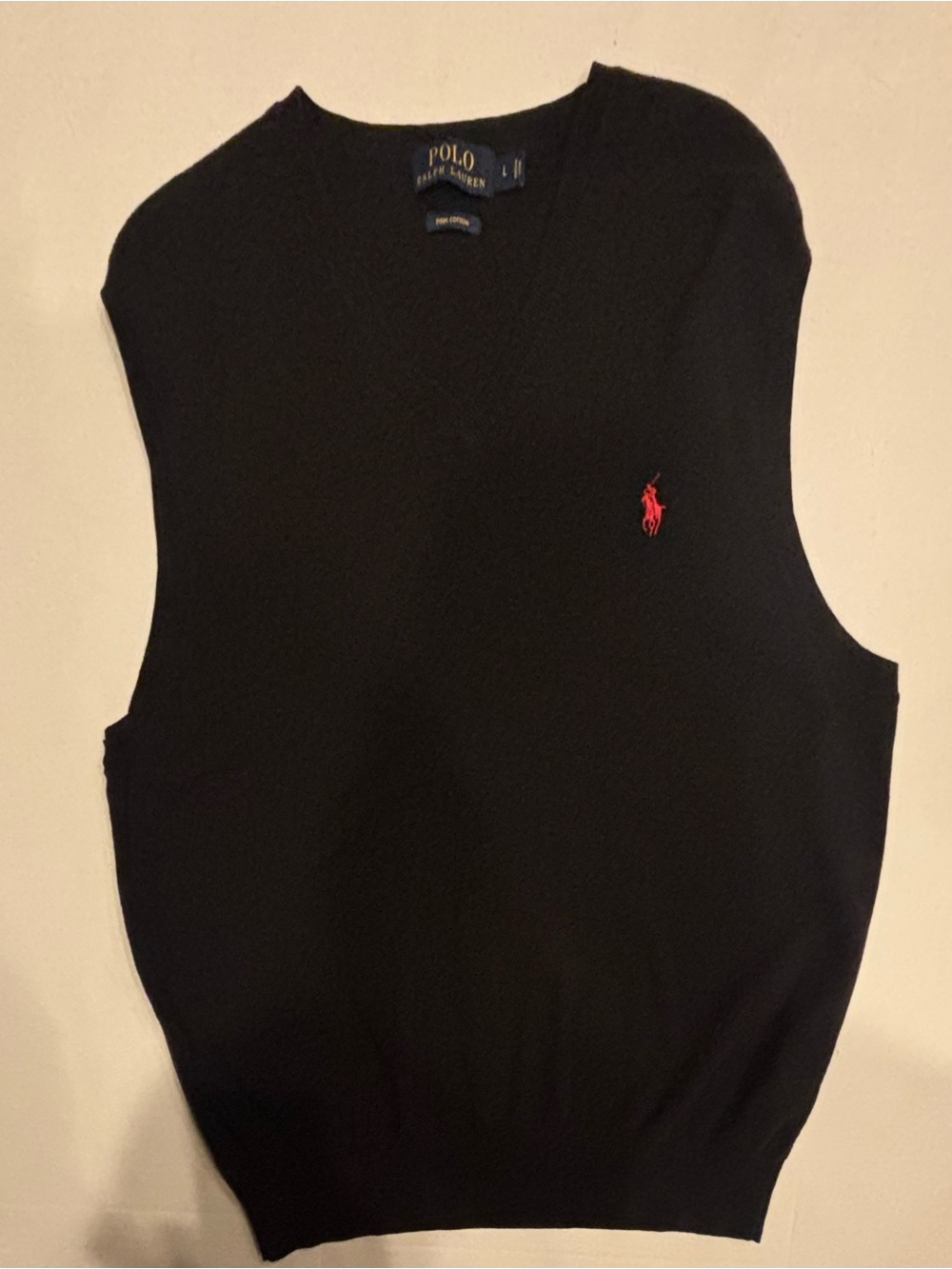 Polo by Ralph Lauren Black V-Neck Sweater Vest with Red Pony